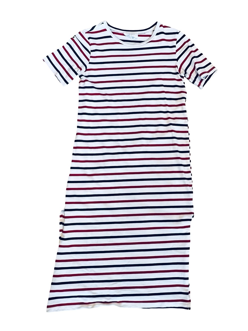 Pomander Place Tuckernuck Women’s Sz S Red Blue White Stripe Midi Dress Cotton - Picture 2 of 11